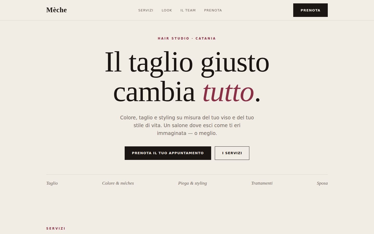 Demo dimostrativa — sito per parrucchiere e salone