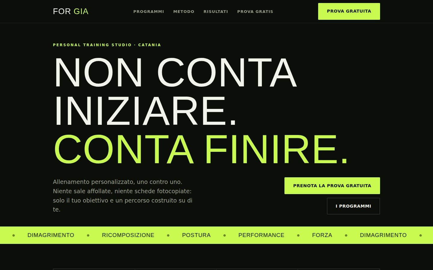 Demo dimostrativa — sito per personal trainer