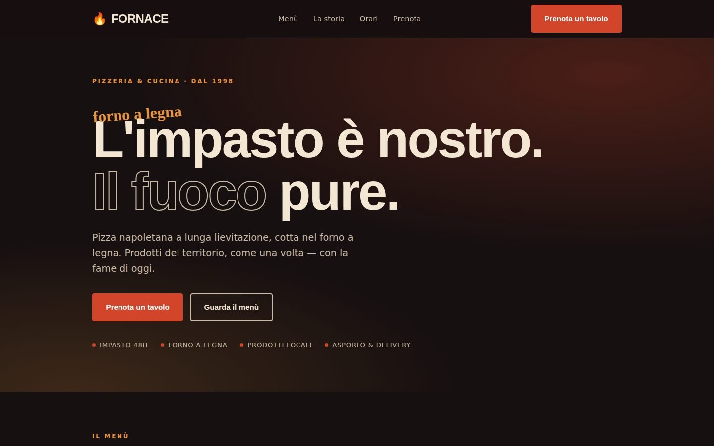Demo dimostrativa — sito per pizzeria e ristorante